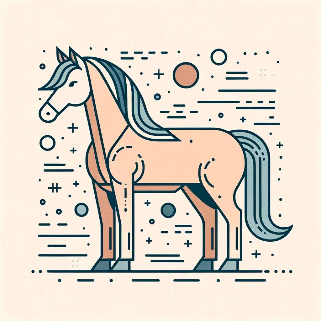a horse, modern flat design style illustration with line elements